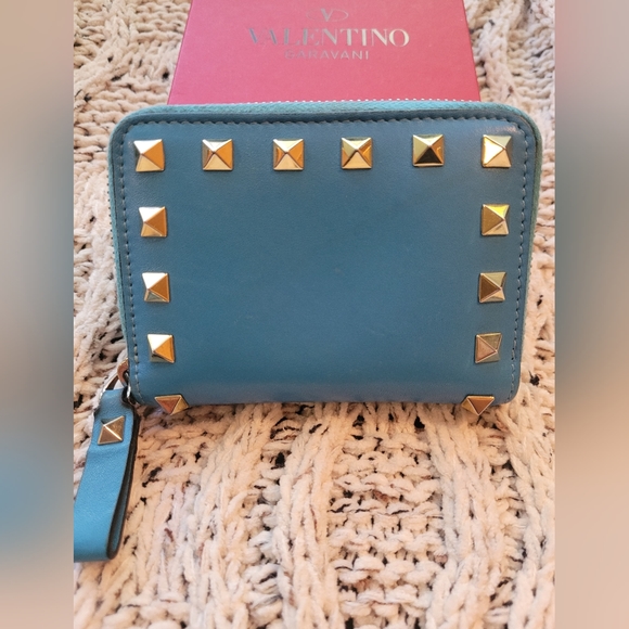 Valentino Rockstud Leather Coin Purse Wallet - Picture 2 of 8